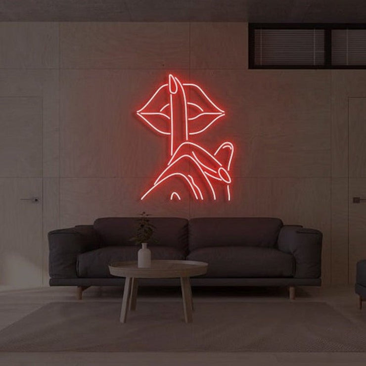 Shush Lips & Fingers Neon Sign - Shush Lips & Fingers Neon Sign