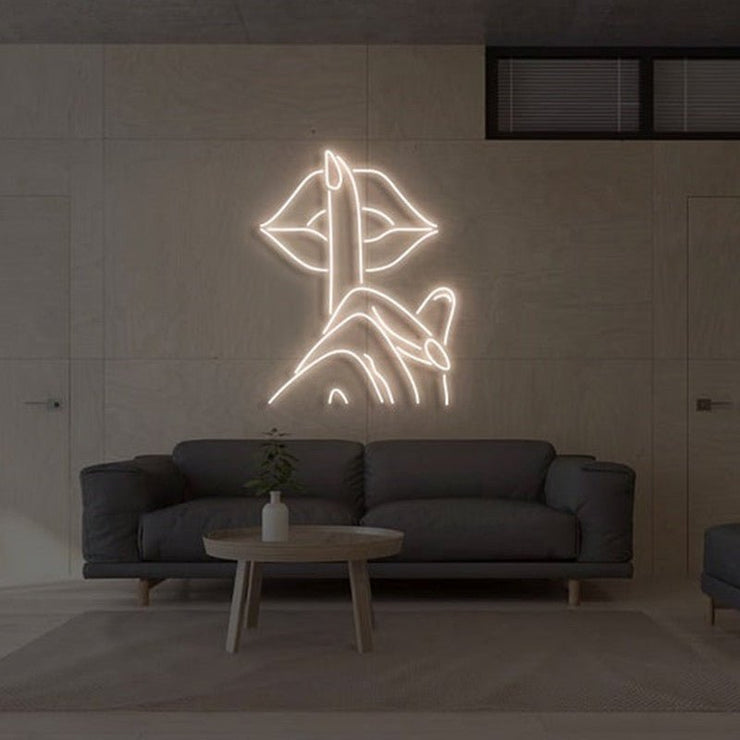 Shush Lips & Fingers Neon Sign - Shush Lips & Fingers Neon Sign