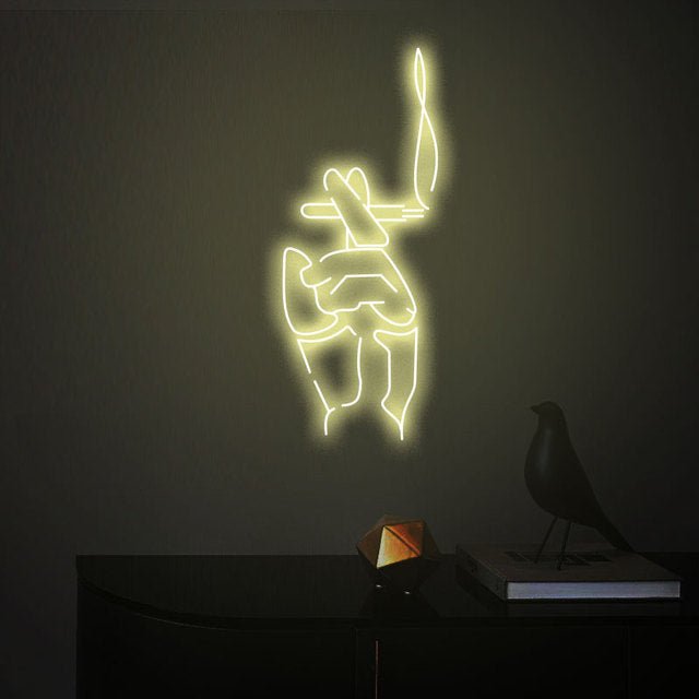 Smoking Hand Neon Wall Sign - Smoking Hand Neon Wall Sign